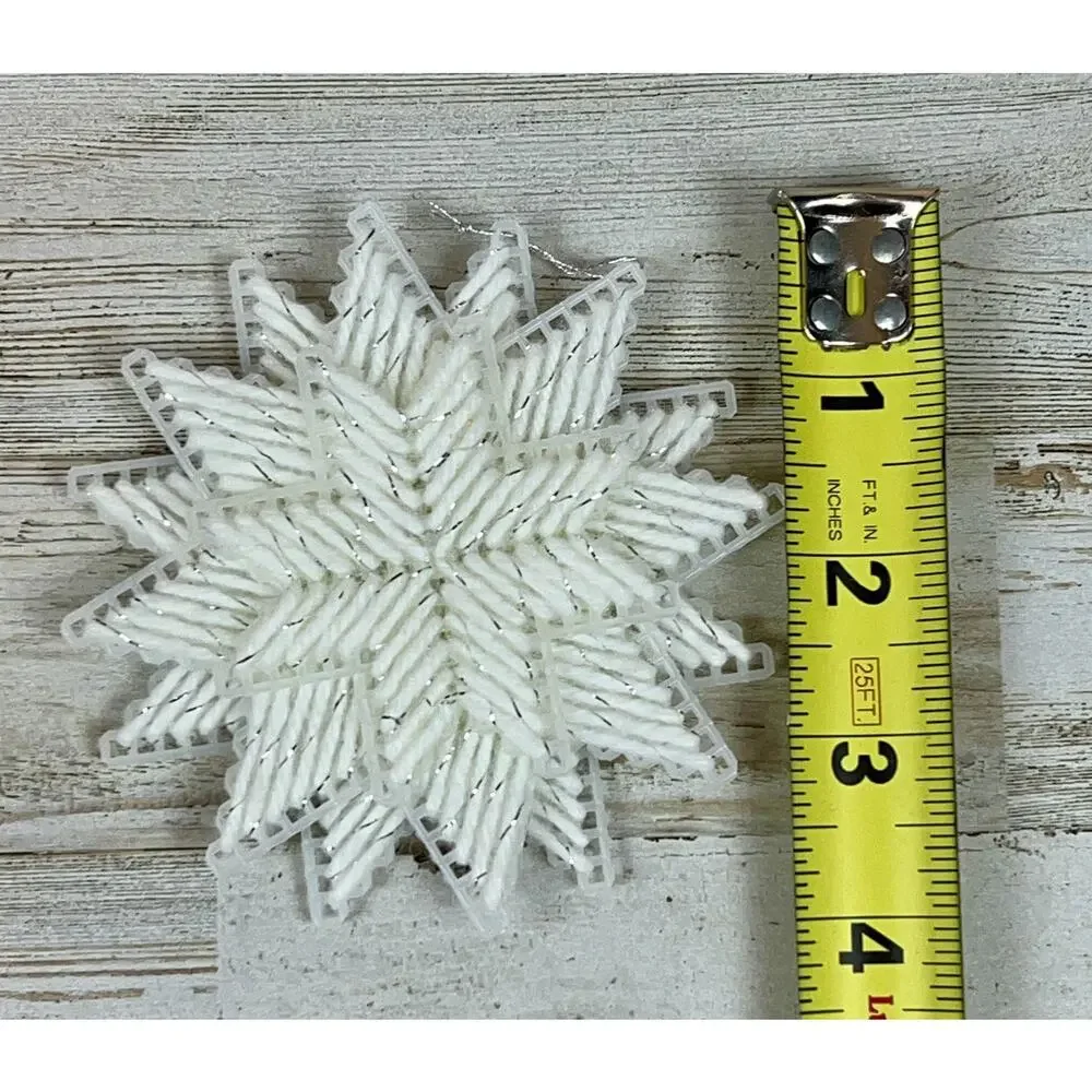 Vtg Handmade Christmas Ornaments Lot 14 Plastic Canvas Snowflakes Stars Bears